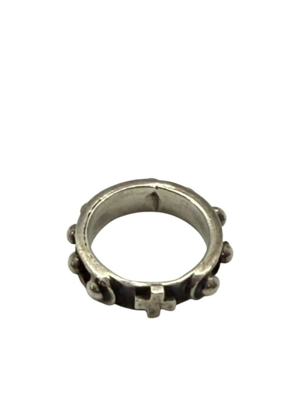 Sterling Silver Cross Band Ring Oxidized Artisan Gothic Biker Unisex Size 7.5 - Picture 4 of 8